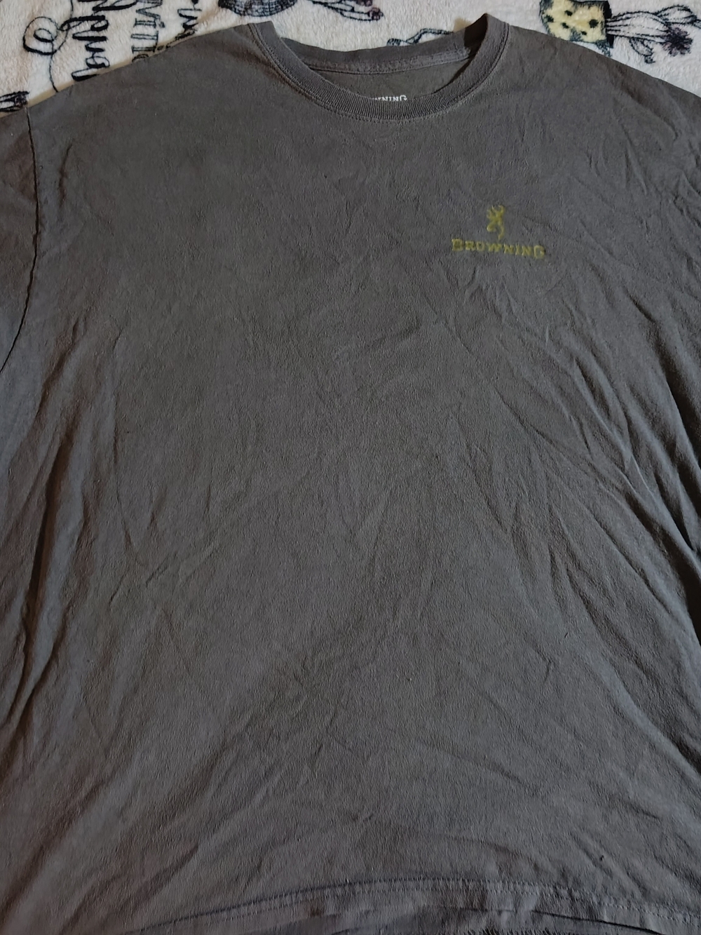 Browning Men's Dark Gray Short-Sleeve Shirt with Yellow Logo For Sale!